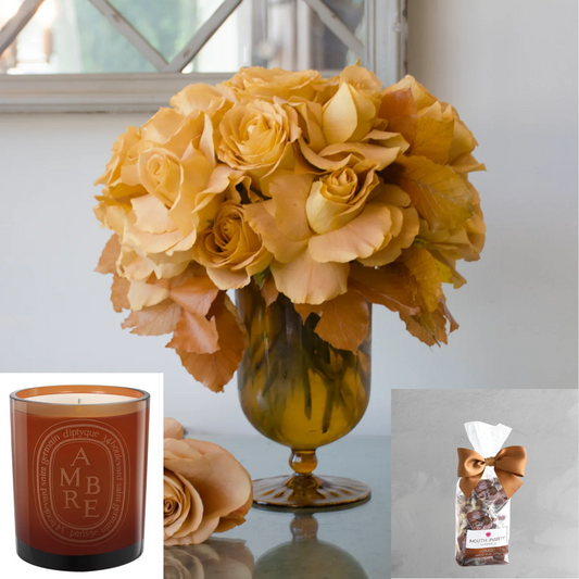 Golden Rose Candle & Candy Bundle