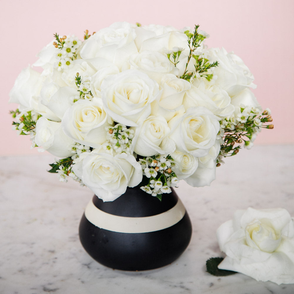 White Flowers in a Black Vase – Christenberry Collection White Flowers in a Black Vase – Christenberry Collection