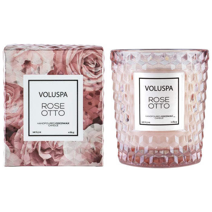 Voluspa - 6.5oz Textured Glass Candle - Rose Otto
