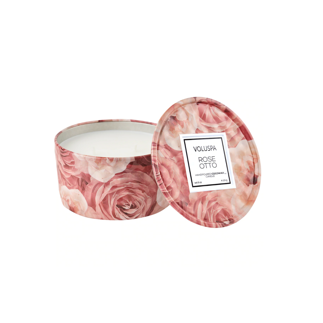 Voluspa - 2 Wick Tin Candle 6oz - Rose Otto