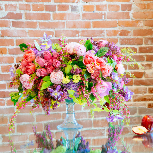 Beautiful Spring/Summer Flower Arrangement in online Galvanized Pail, Farmhouse Spring Floral Arrangement, Country Pink Roses and Peonies in Pail