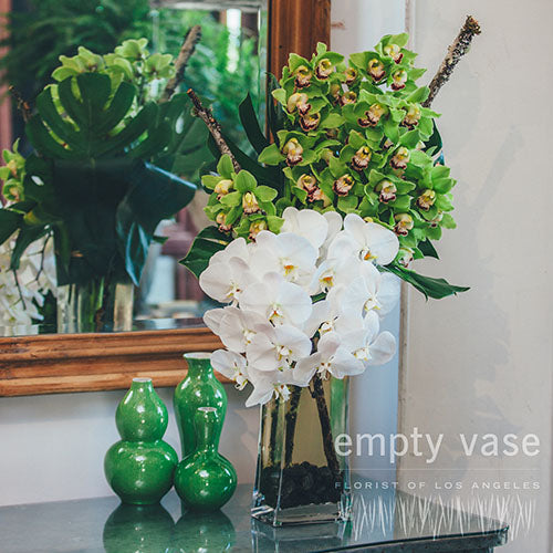 White Orchids Floral Arrangement - Empty Vase - Same Day Delivery