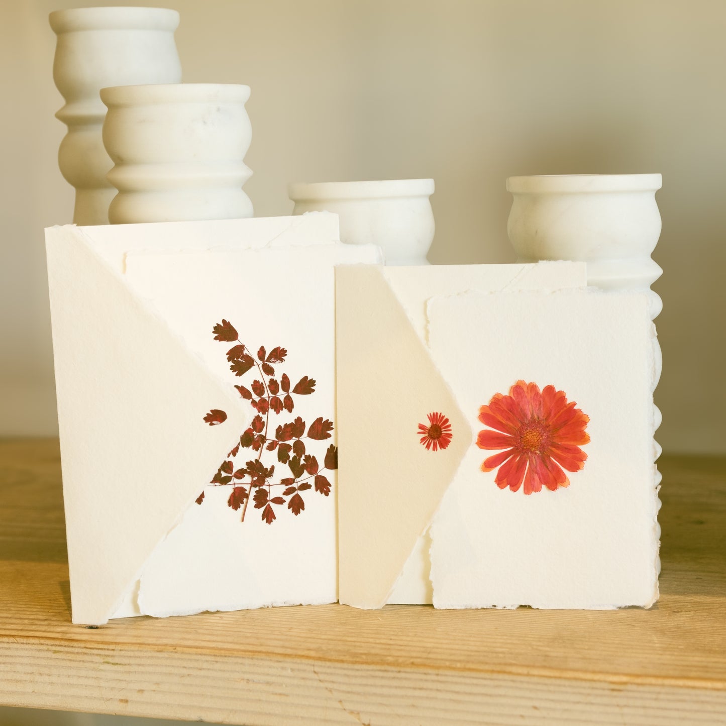 Empty Vase - Handmade Pressed Flower Holiday Postcard