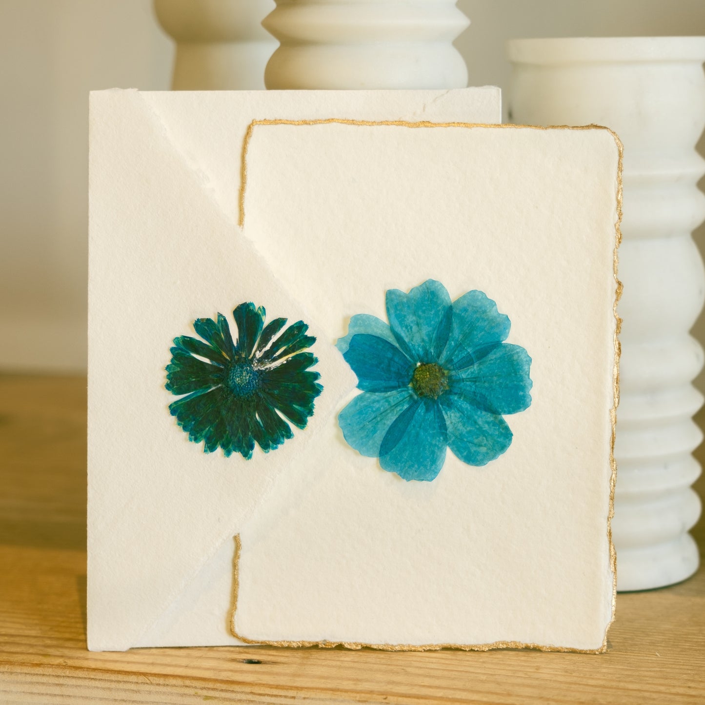 Empty Vase - Handmade Pressed Flower Holiday Postcard