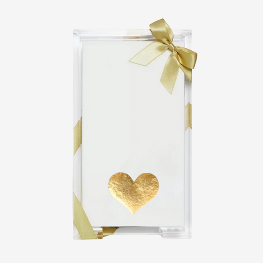 Lined Design - Gold Heart Guest Towel Hostess Set