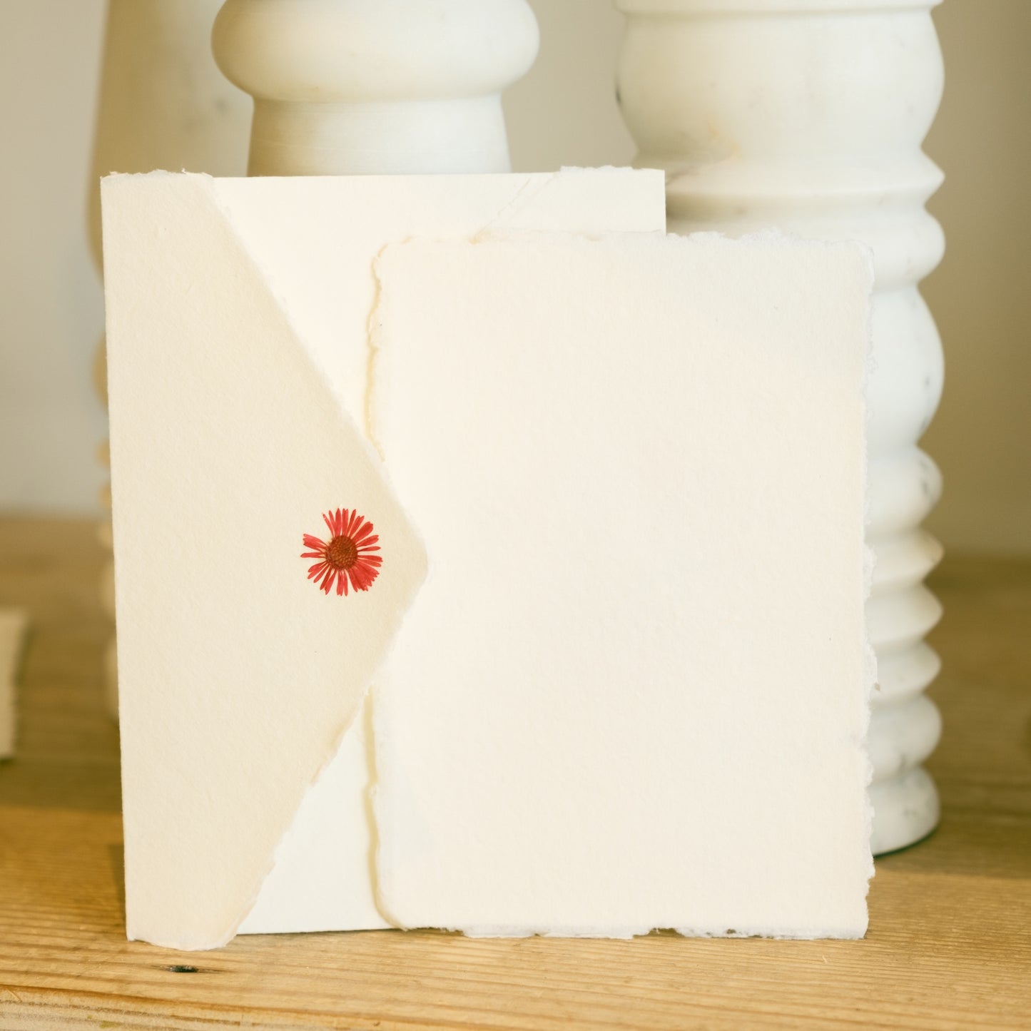 Empty Vase - Handmade Pressed Flower Holiday Postcard
