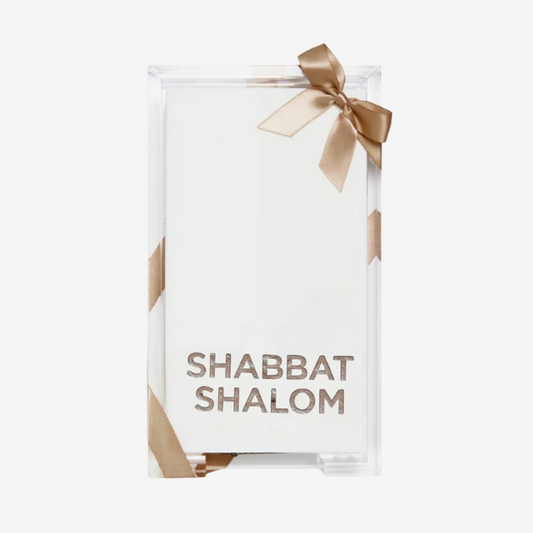 Lined Design - Shabbat Shalom Guest Towel Hostess Set