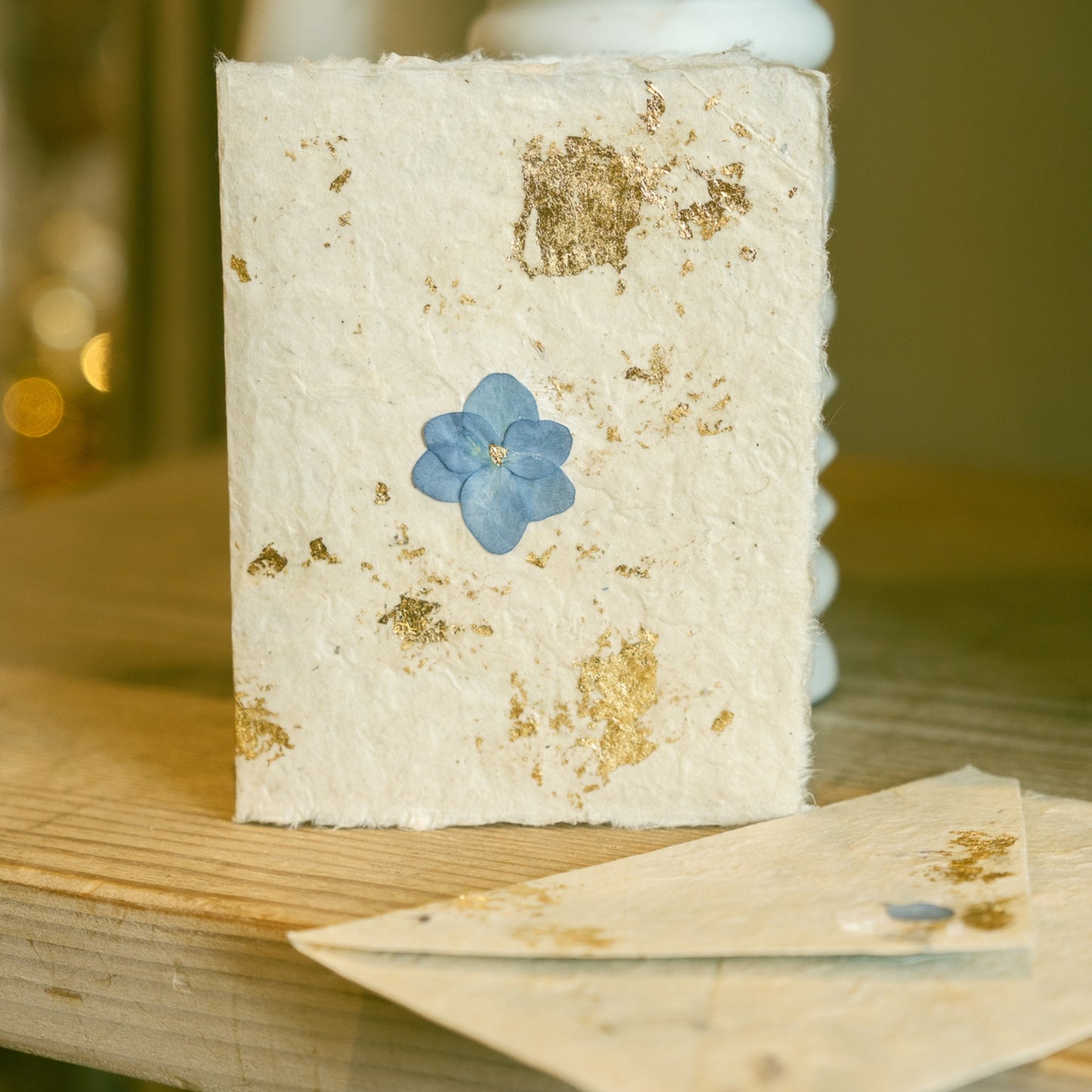 Empty Vase - Pressed Flower Greeting Cards - Gold Leaf