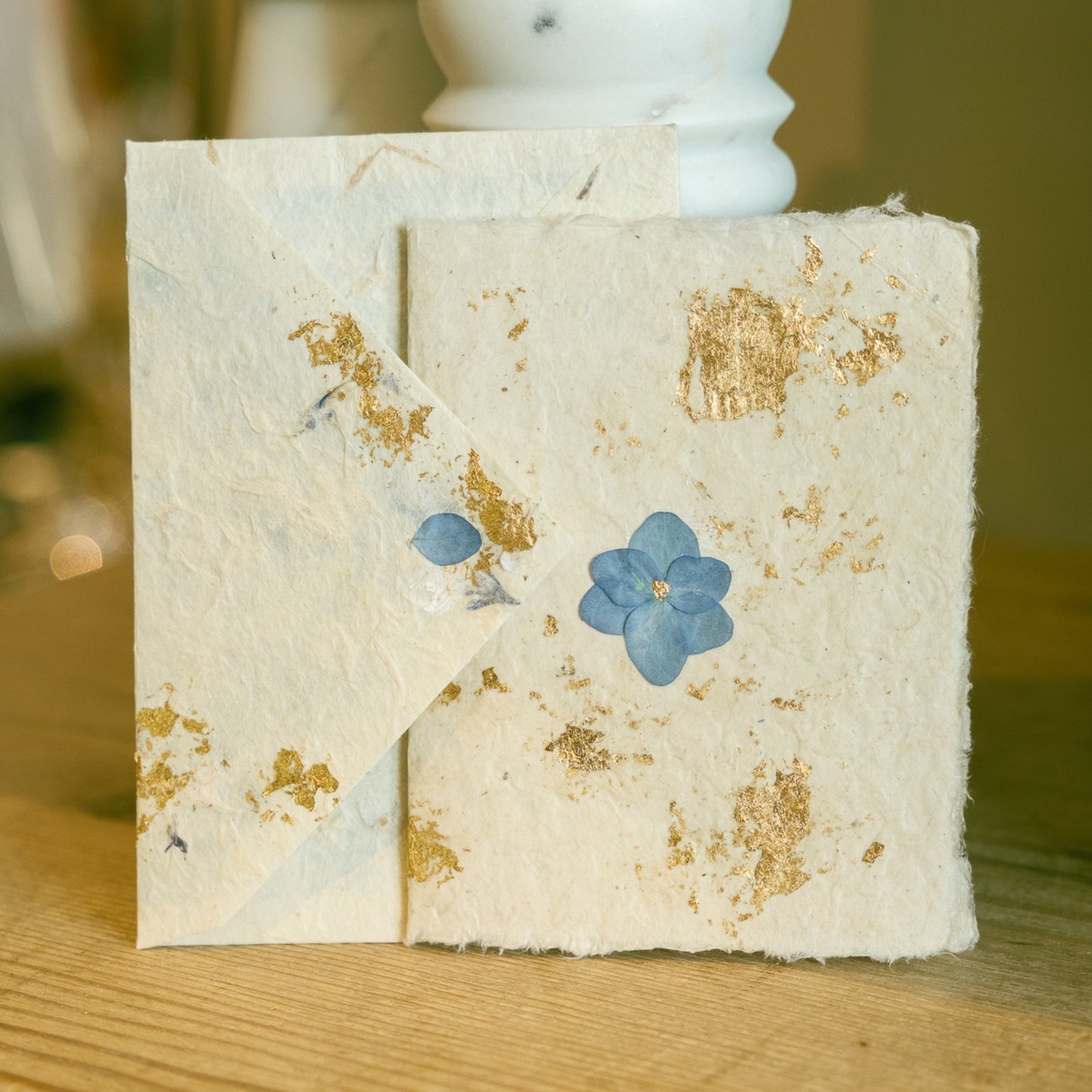 Empty Vase - Pressed Flower Greeting Cards - Gold Leaf