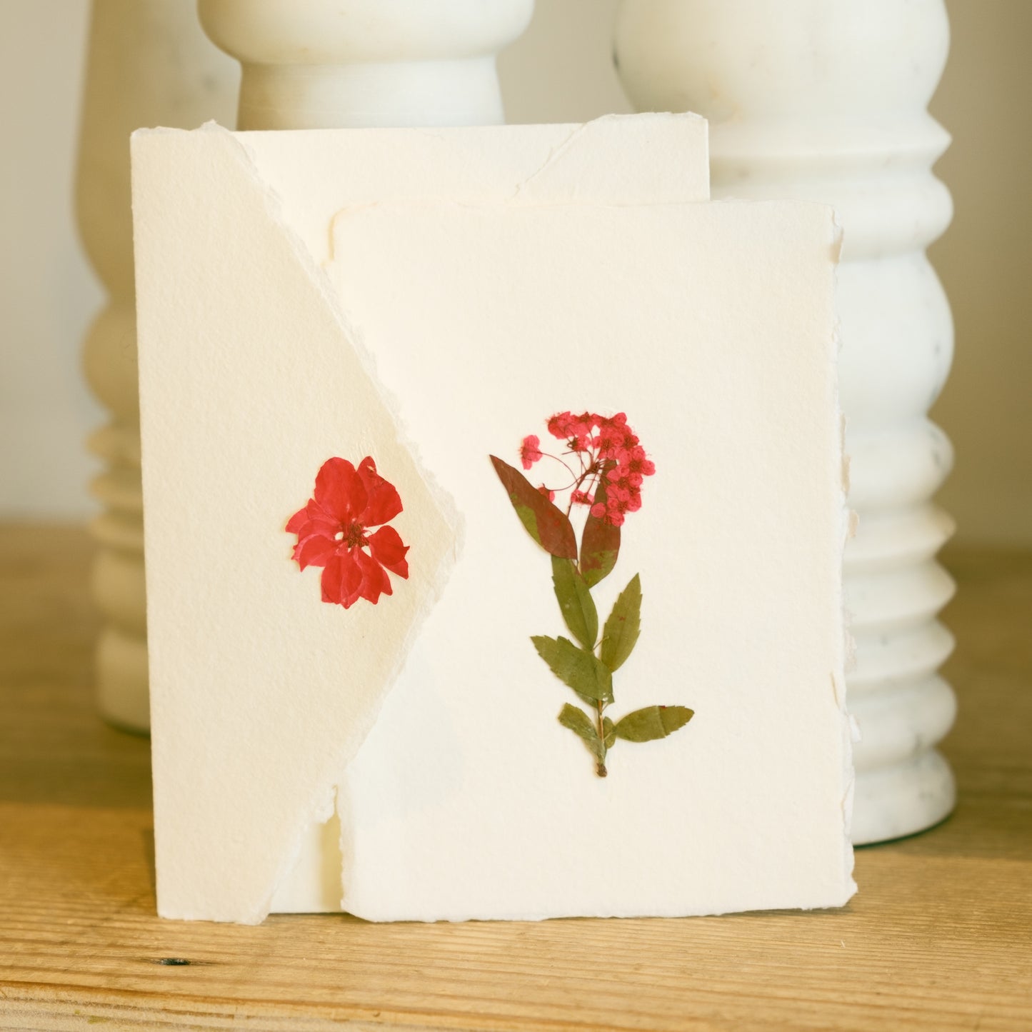 Empty Vase - Handmade Pressed Flower Holiday Postcard