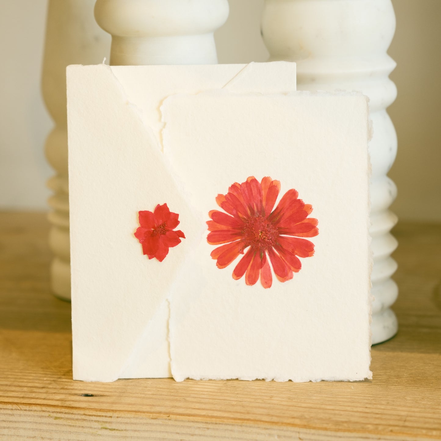 Empty Vase - Handmade Pressed Flower Holiday Postcard