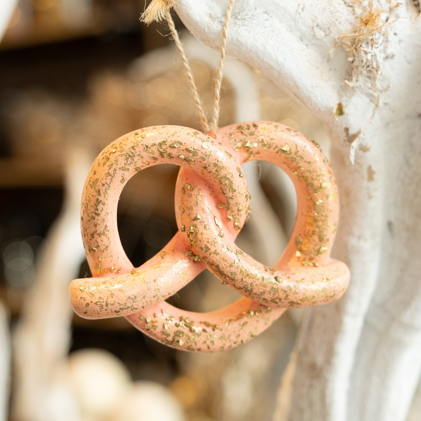 Golden Peach Pretzel- Holiday Ornament