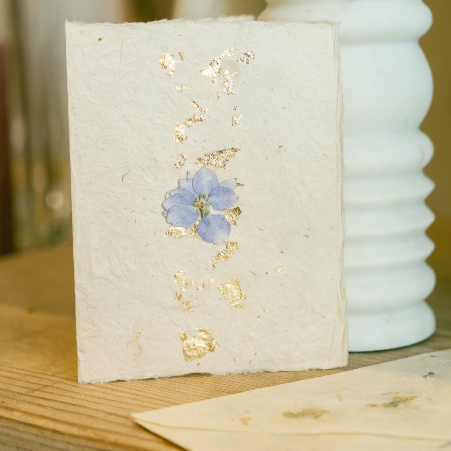 Empty Vase - Pressed Flower Greeting Cards - Gold Leaf