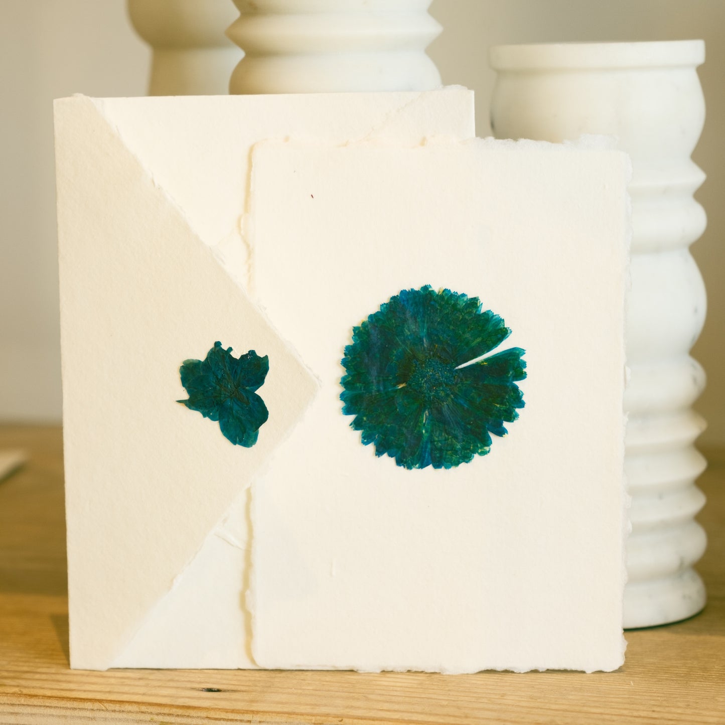 Empty Vase - Handmade Pressed Flower Holiday Postcard
