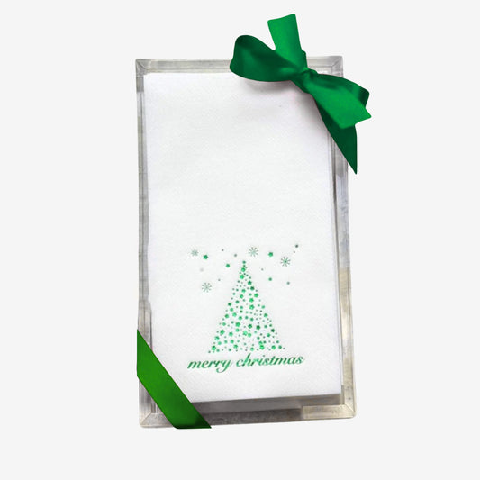 Lined Design- Merry Christmas Tree Guest Towel Hostess Set