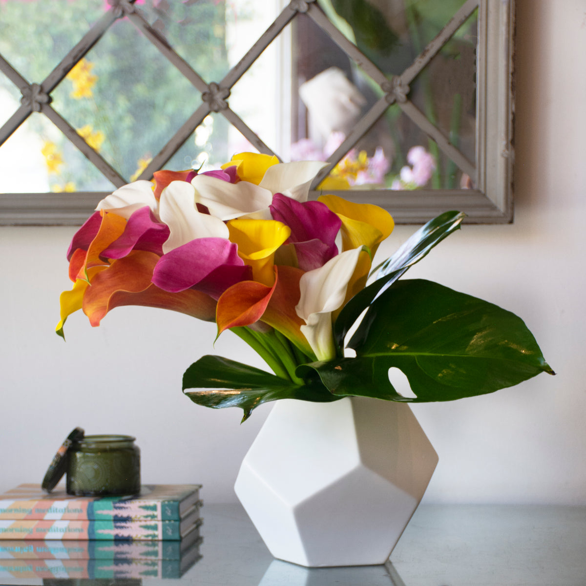 Thanksgiving Arrangement | Calla Lilies, Fire Orange, White Callas ...