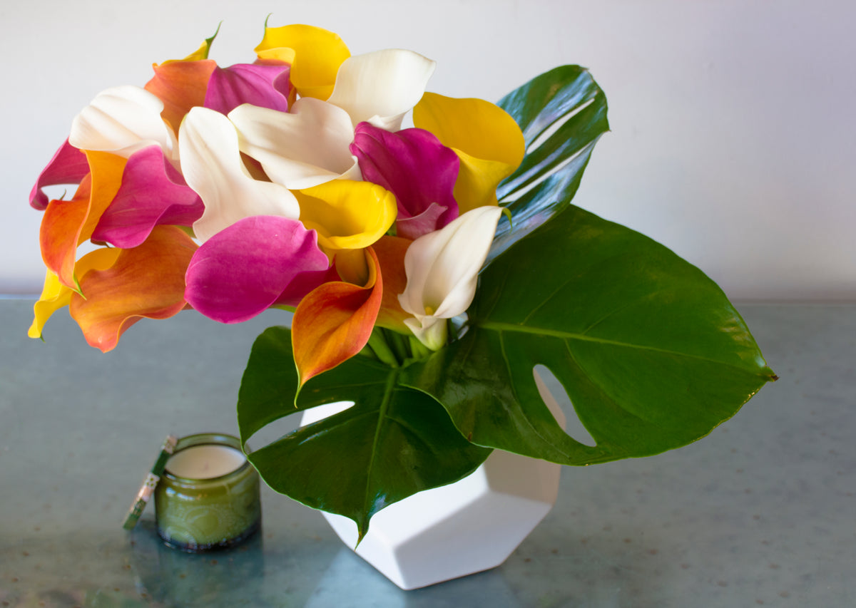 Thanksgiving Arrangement | Calla Lilies, Fire Orange, White Callas ...