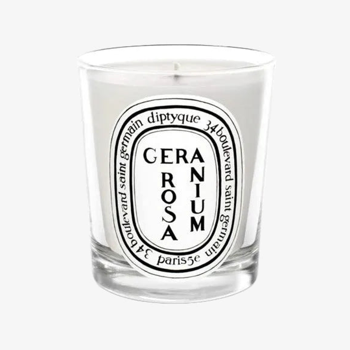 Diptyque Classic Candle 6.5oz Geranium Rosa - flat sticker glass