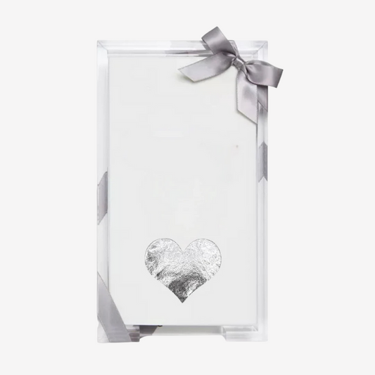 Lined Design - Silver Heart Guest Towel Hostess Set
