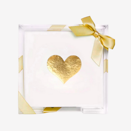 Lined Design - Gold Heart Cocktail Napkin Hostess Set