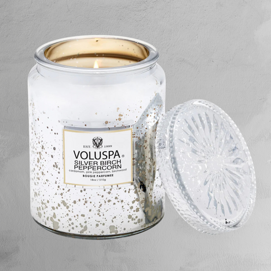 Voluspa - Large Jar Candle -Silver Birch Peppercorn