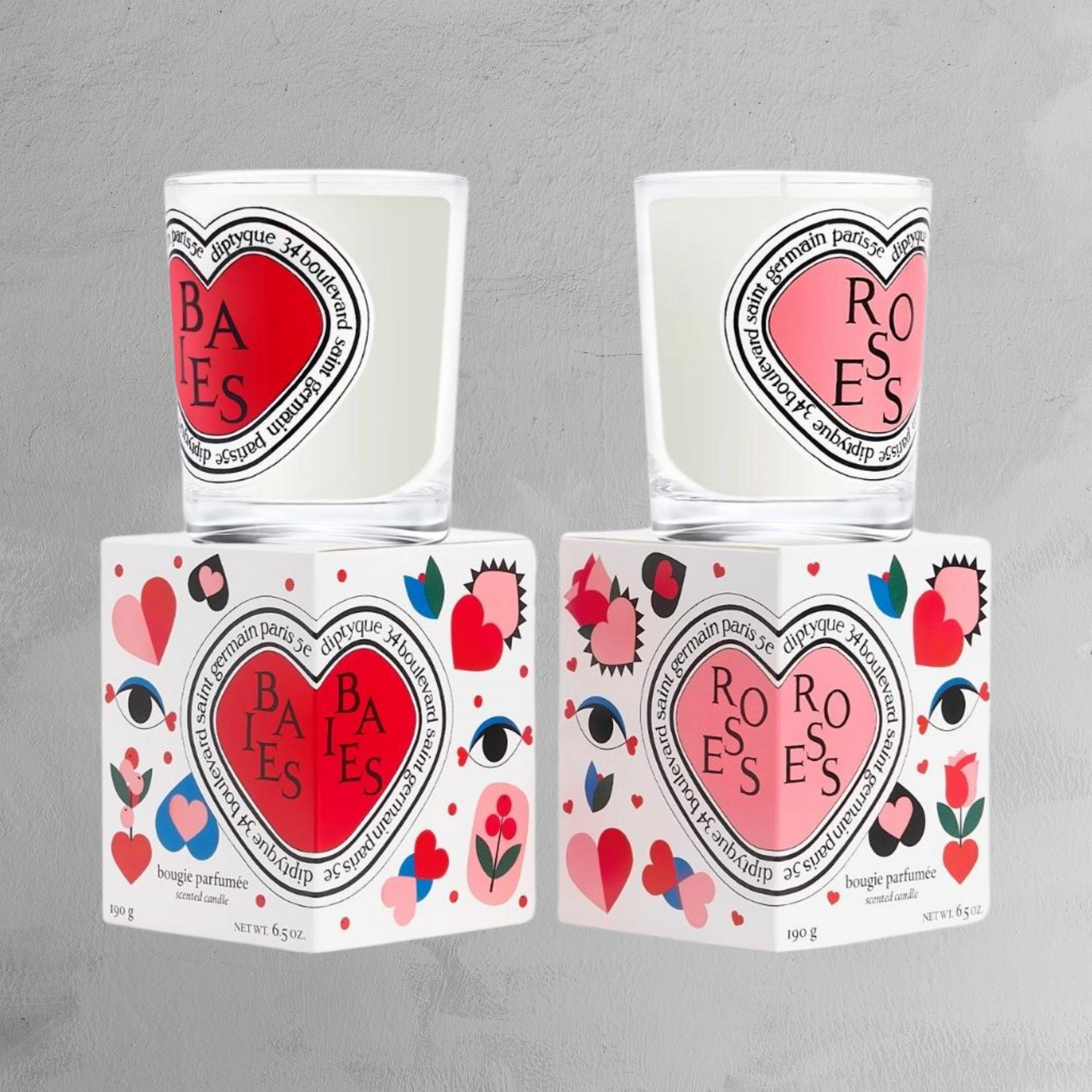 Diptyque -Baies (Berries) and Roses Duo Classic Candles (Valentine’s Day Edition)