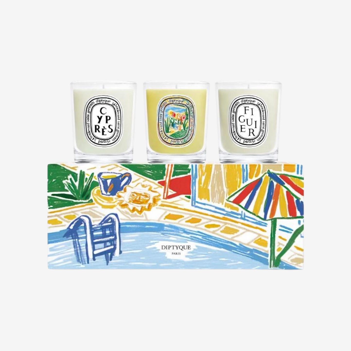 Diptyque - Set of 3 Small Candles - Cyprés, Figuier & Citronnelle