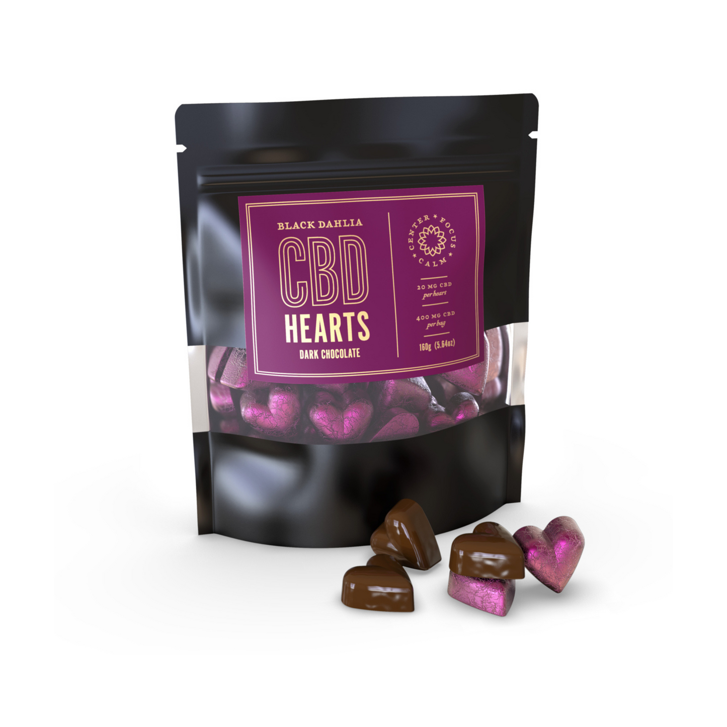 Black Dahlia - CBD Chocolate Hearts - Dark Chocolate