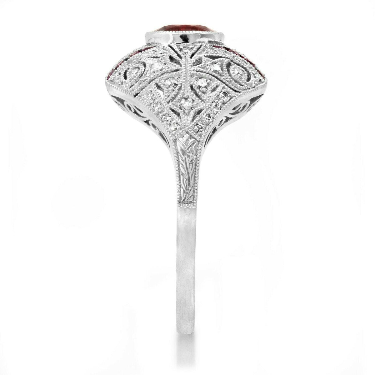 GIA Art Deco Ruby Diamond Platinum Ring