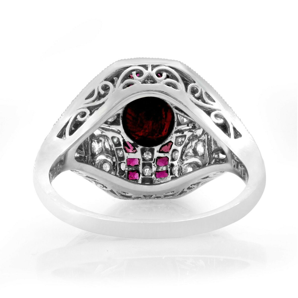 GIA Art Deco Ruby Diamond Platinum Ring