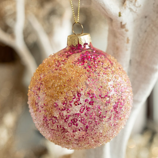 Golden Pink Rose- Holiday Ornament