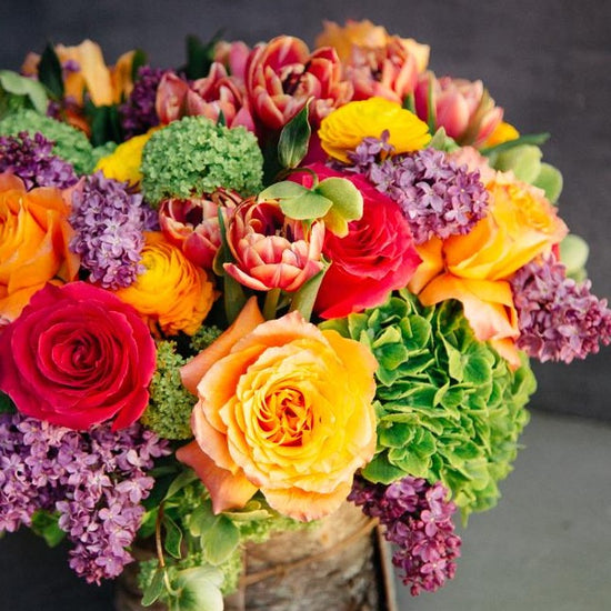 Roses, Tulips, Lilac and Hydrangea - Empty Vase Floral Arrangement