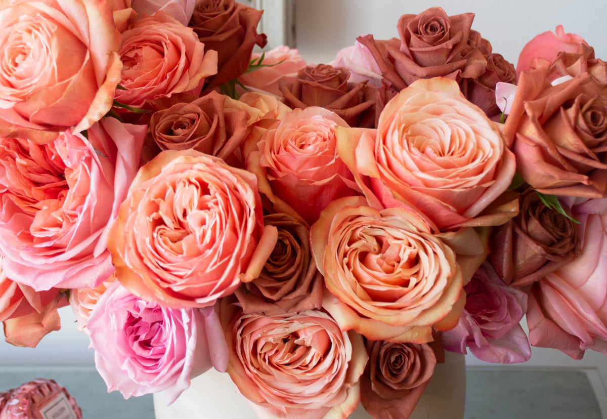 Cream Roses Floral Arrangement - Empty Vase - Same Day Delivery