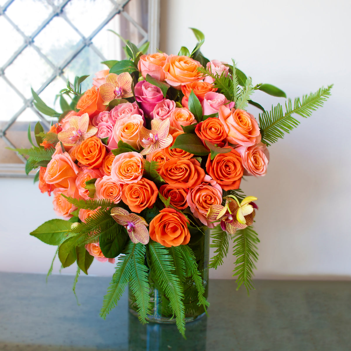 Orange, Peach and Pink Roses