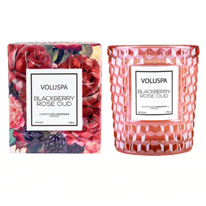 Voluspa - 6.5oz Textured Glass Candle  - Blackberry Rose Oud