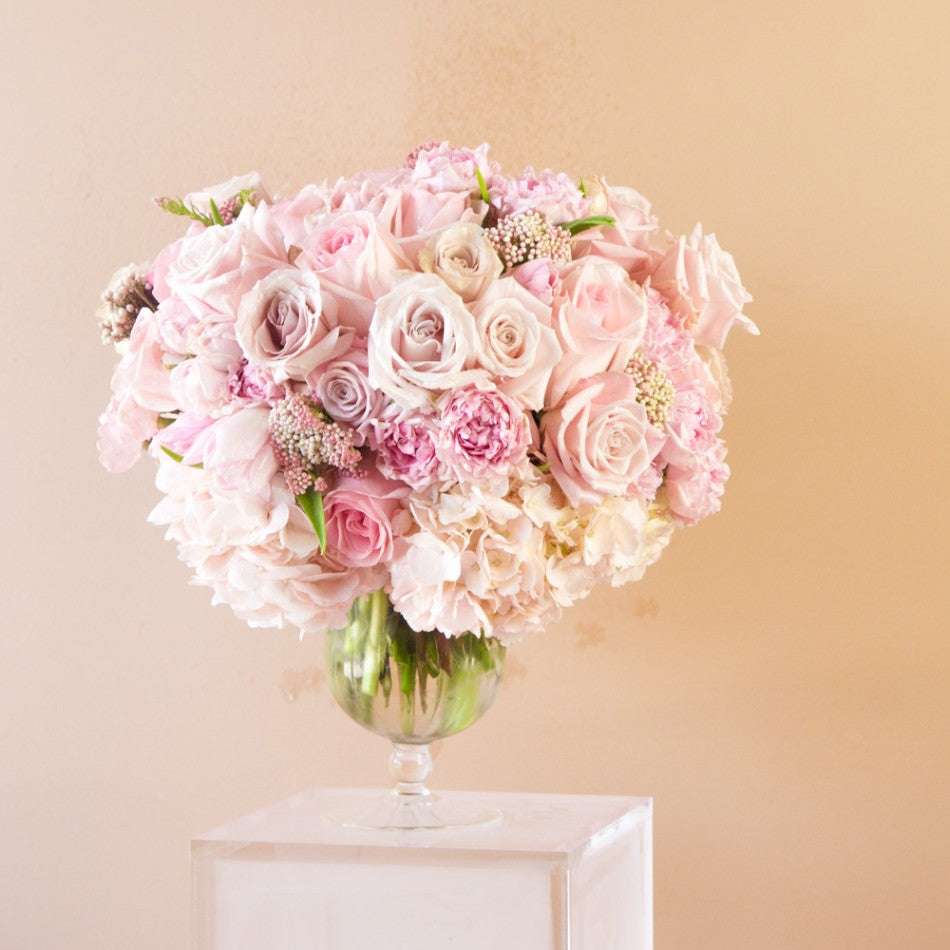 Hydrangea And Pink Roses - Empty Vase Floral Arrangement