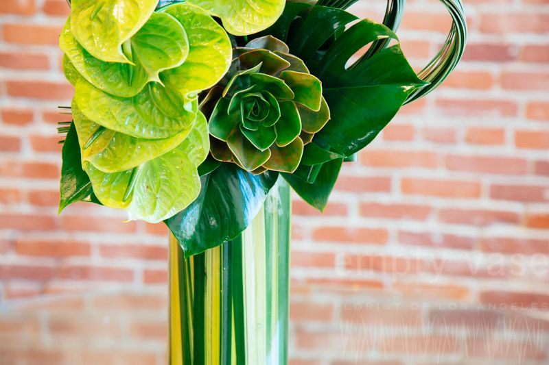 green anthurium arrangement Anthurium Floral Arrangement - Empty Vase