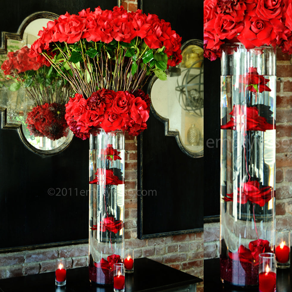 Red Roses Floral Arrangement - Empty Vase - Same Day Delivery