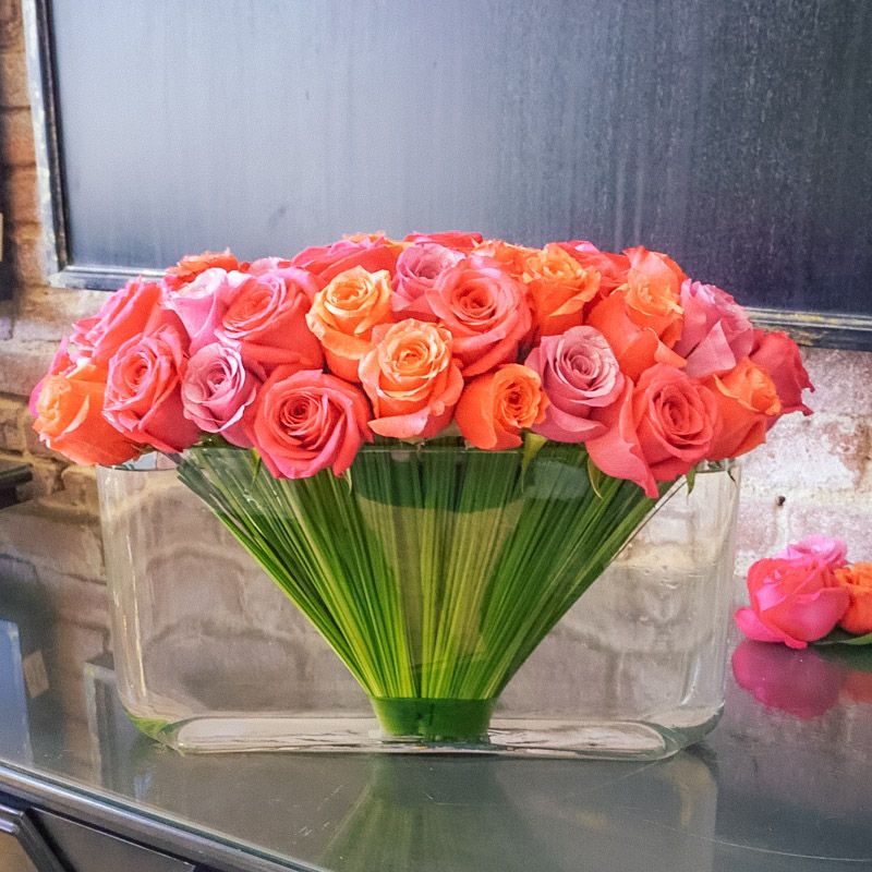 Orange, Pastel and Hot Pink Roses